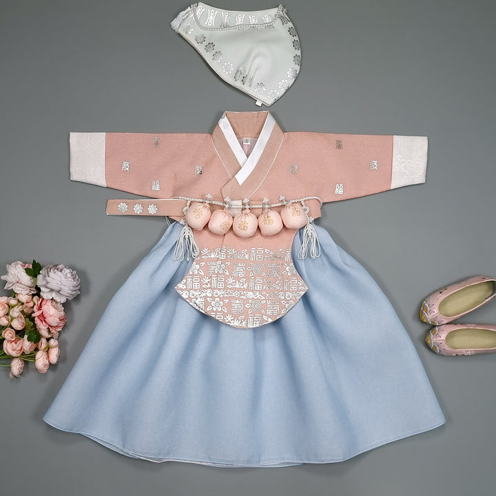 Hanbok Girl Baby Korea Traditional Clothing Set First Birthday Celebration Party 100th Birth Celebration 1-10 years Pink Blue