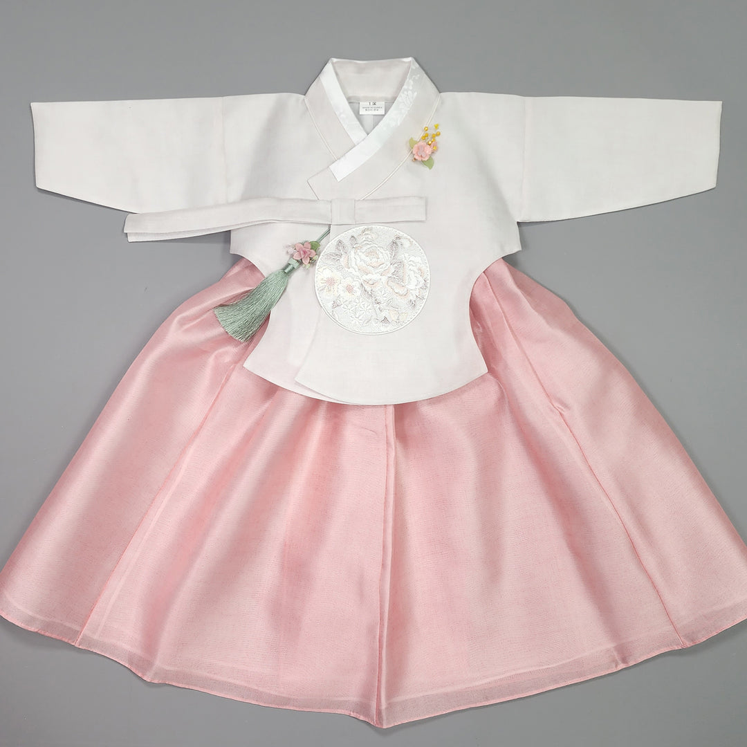 Hanbok Girl Baby Korea Traditional Clothing Set First Birthday Celebration Party 100th Birth Celebration 1–15 years Ivory Pink