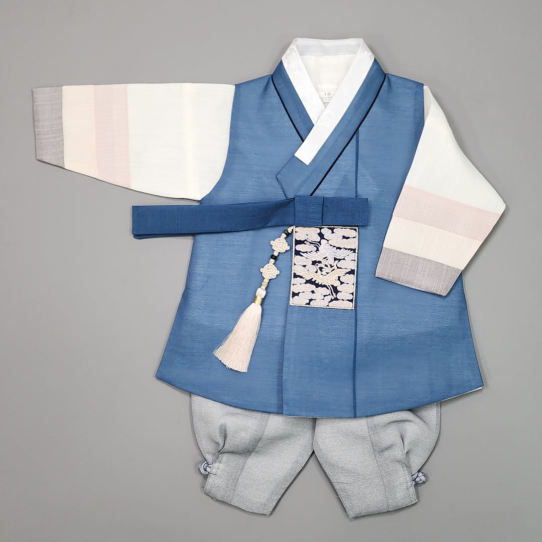 Korean Traditional Boy Baby Hanbok Dol Baikil Party Celebration 100th-15 Ages Blue JYB107