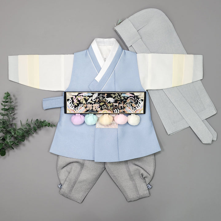 Korean Traditional Boy Baby Hanbok Dol Baikil Party Celebration 100th-15 Ages Blue JYB102