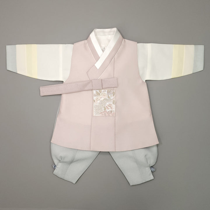 Korean Traditional Boy Baby Hanbok Dol Baikil Party Celebration 100th-15 Ages Pink Beige JYB101