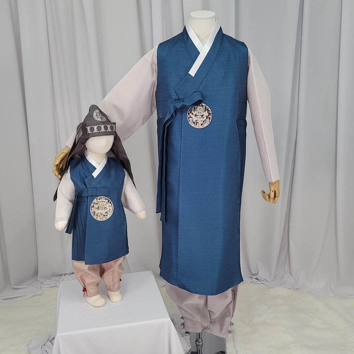 Korean Traditional Man Male Personal Custom Hanbok&nbsp; Royal Blue Dad Son Couple Wedding Party Ceremony OSM151