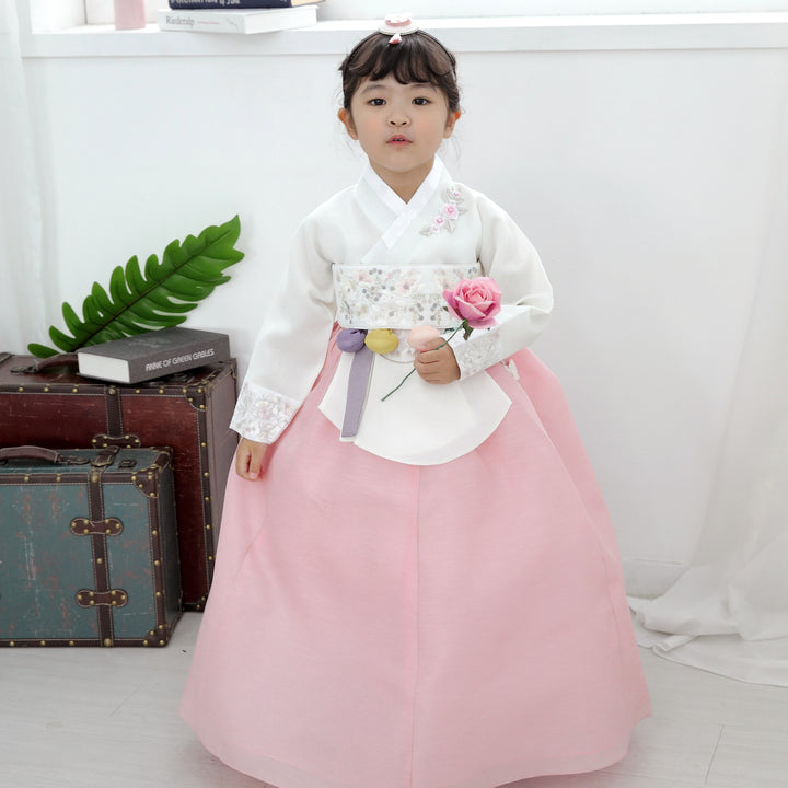 Hanbok Girl Baby Korea Traditional Clothing Set First Birthday Celebration Party 1–10 years 100th days Ivory Pink DGH119