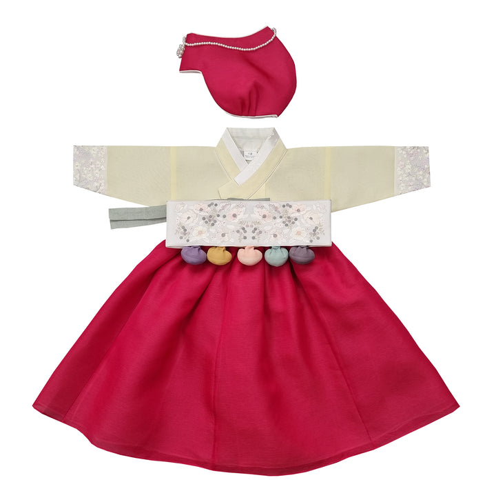 Hanbok Girl Baby Korea Traditional Clothing Set First Birthday Celebration Party 100th Birth Celebration 1–15 years Yellow Red HG164