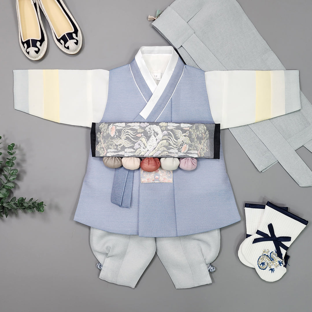 Korean Traditional Boy Baby Hanbok Dol Baikil Party Celebration 100th-15 Ages Blue JYB105