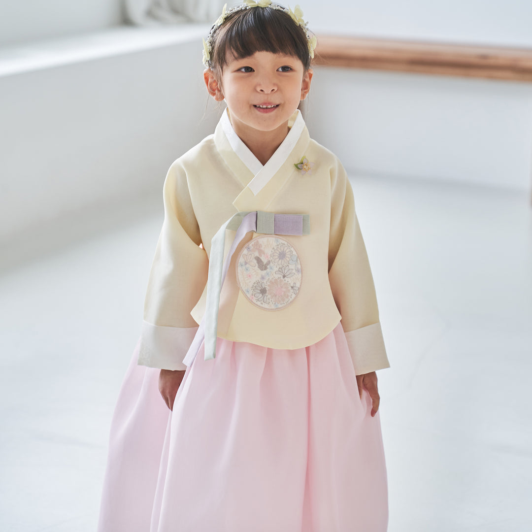 Hanbok Girl Baby Korea Traditional Clothing Set First Birthday Celebration Party 100th Birth Celebration 1-10 years Light Pink Yellow