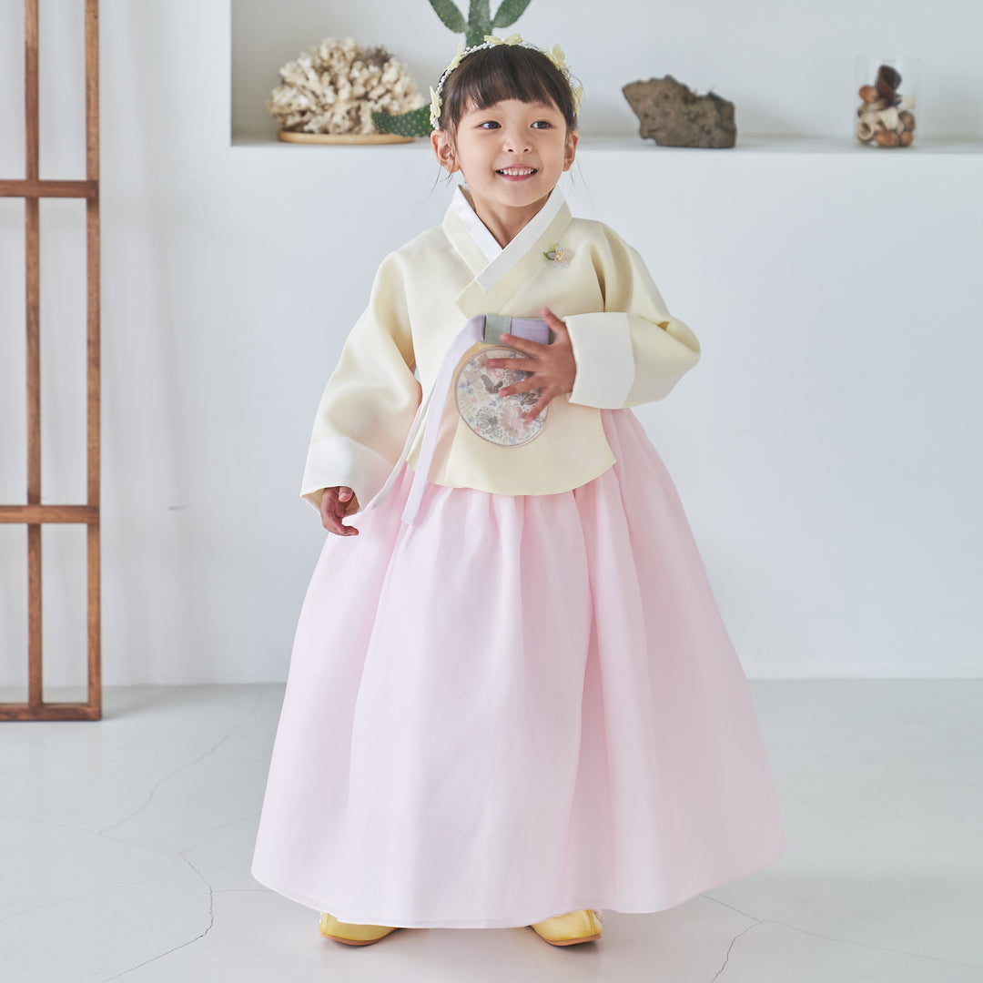 Hanbok Girl Baby Korea Traditional Clothing Set First Birthday Celebration Party 100th Birth Celebration 1-10 years Light Pink Yellow