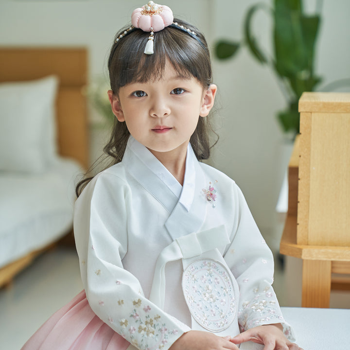 Hanbok Girl Baby Korea Traditional Clothing Set First Birthday Celebration Party 100th Birth Celebration 1-10 years Ivory Light Pink