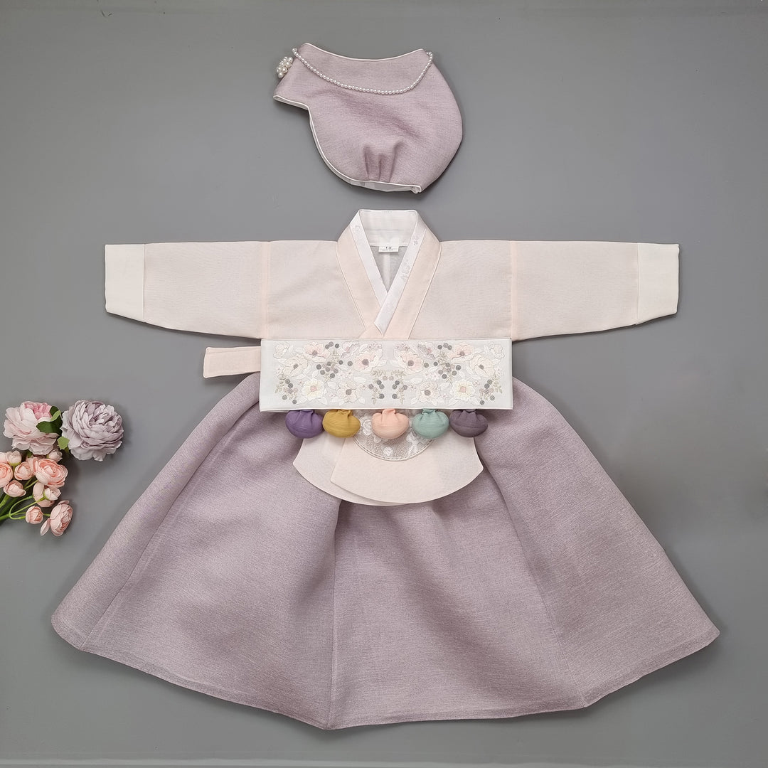 Hanbok Girl Baby Korea Traditional Clothing Set First Birthday Celebration Party 100th Birth Celebration 1–15 years Violet HG159