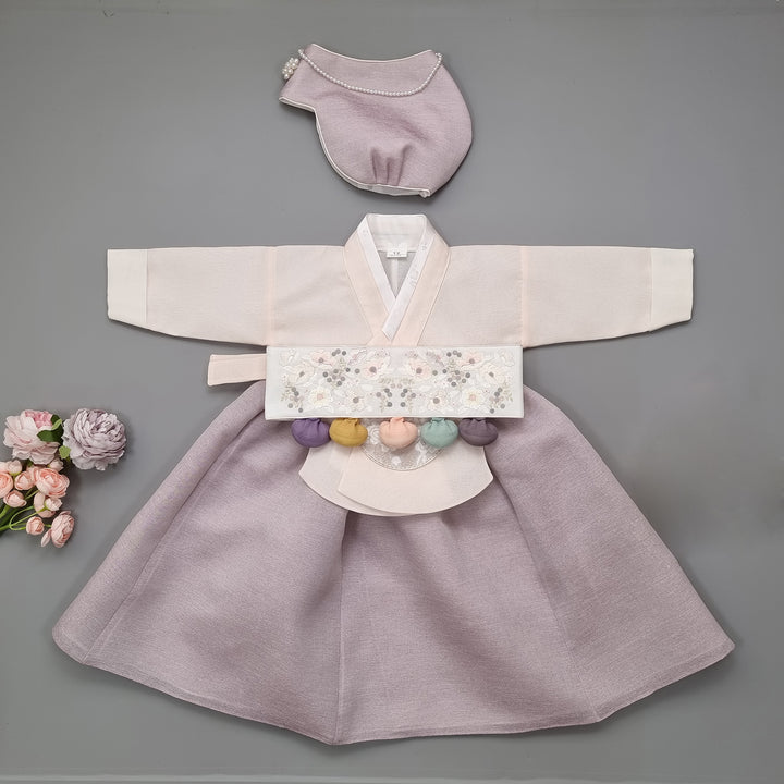 Hanbok Girl Baby Korea Traditional Clothing Set First Birthday Celebration Party 100th Birth Celebration 1–15 years Violet HG159