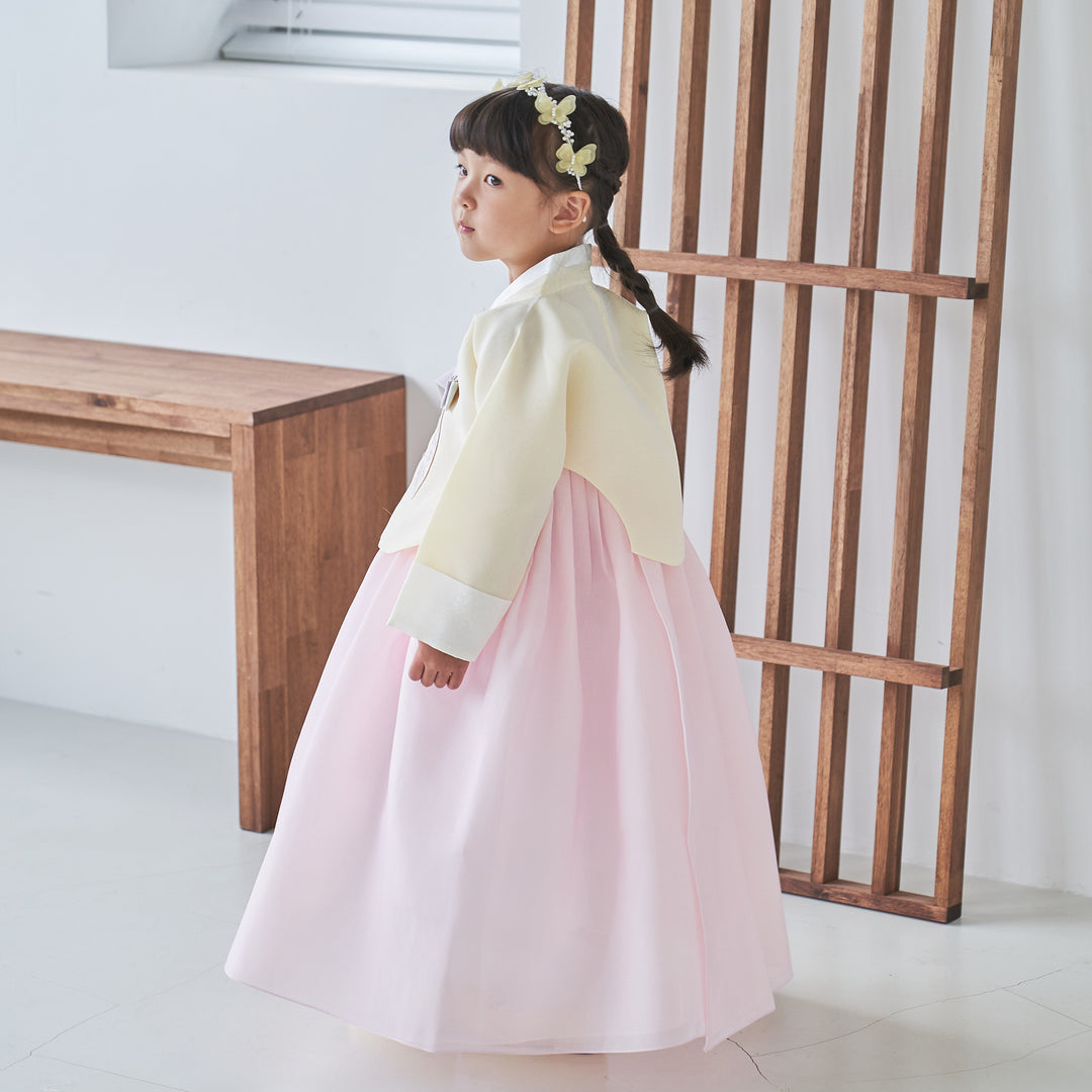 Hanbok Girl Baby Korea Traditional Clothing Set First Birthday Celebration Party 100th Birth Celebration 1-10 years Light Pink Yellow