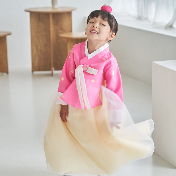 Hanbok Girl Baby Korea Traditional Clothing Set First Birthday Celebration Party 100th Birth Celebration 1-10 years Pink Yellow