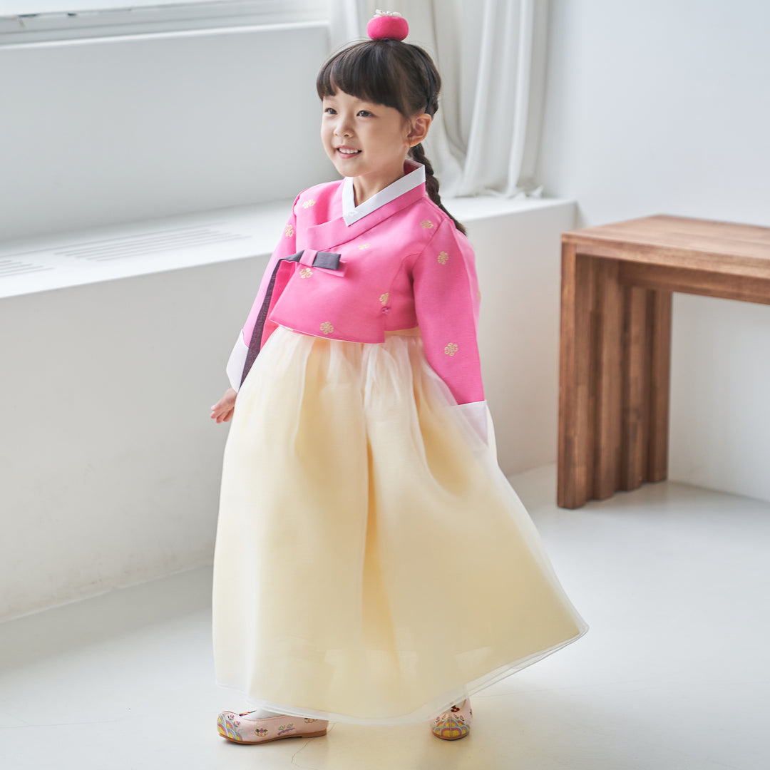 Hanbok Girl Baby Korea Traditional Clothing Set First Birthday Celebration Party 100th Birth Celebration 1-10 years Pink Yellow