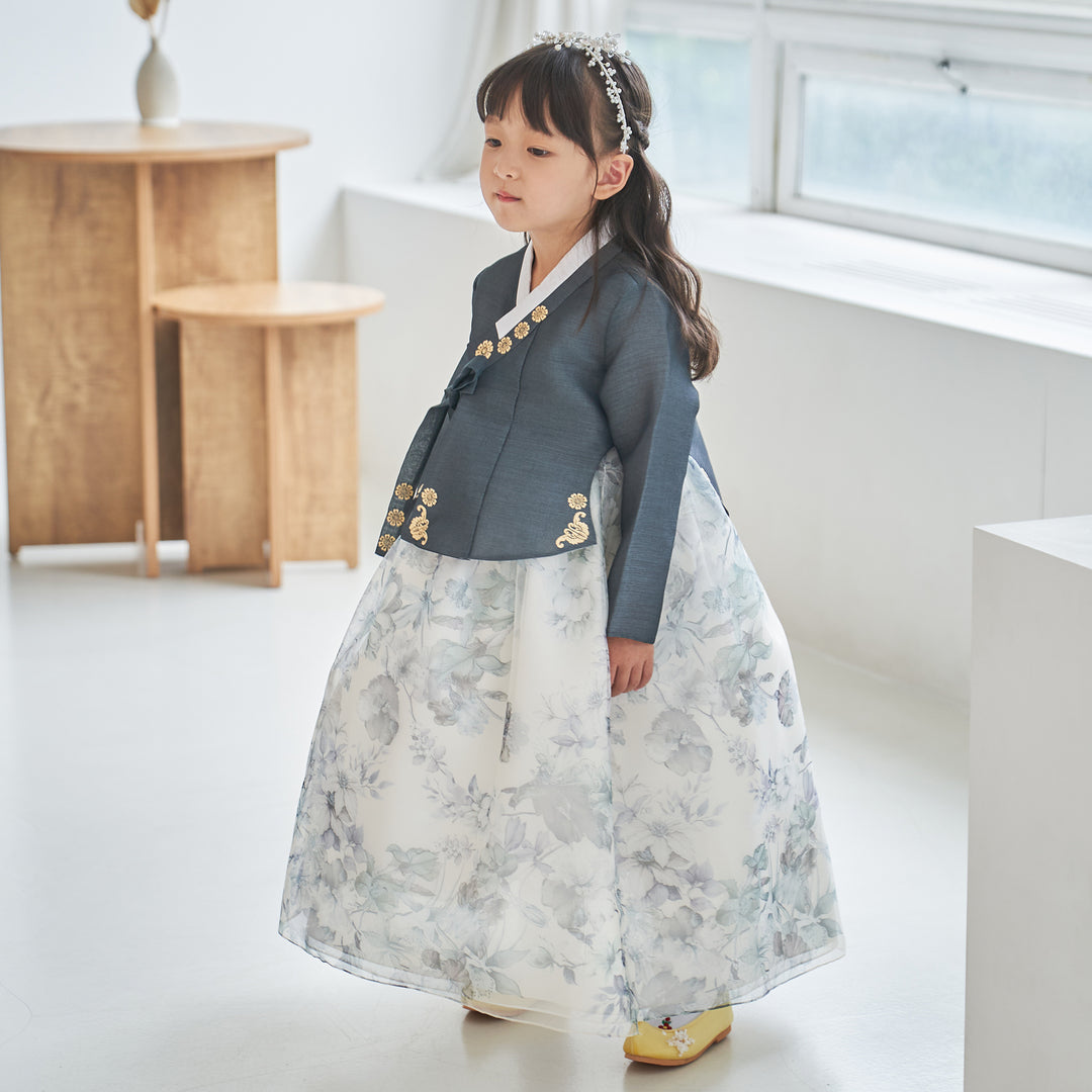 Hanbok Girl Baby Korea Traditional Clothing Set First Birthday Celebration Party Celebration 1-8 years Green Flower