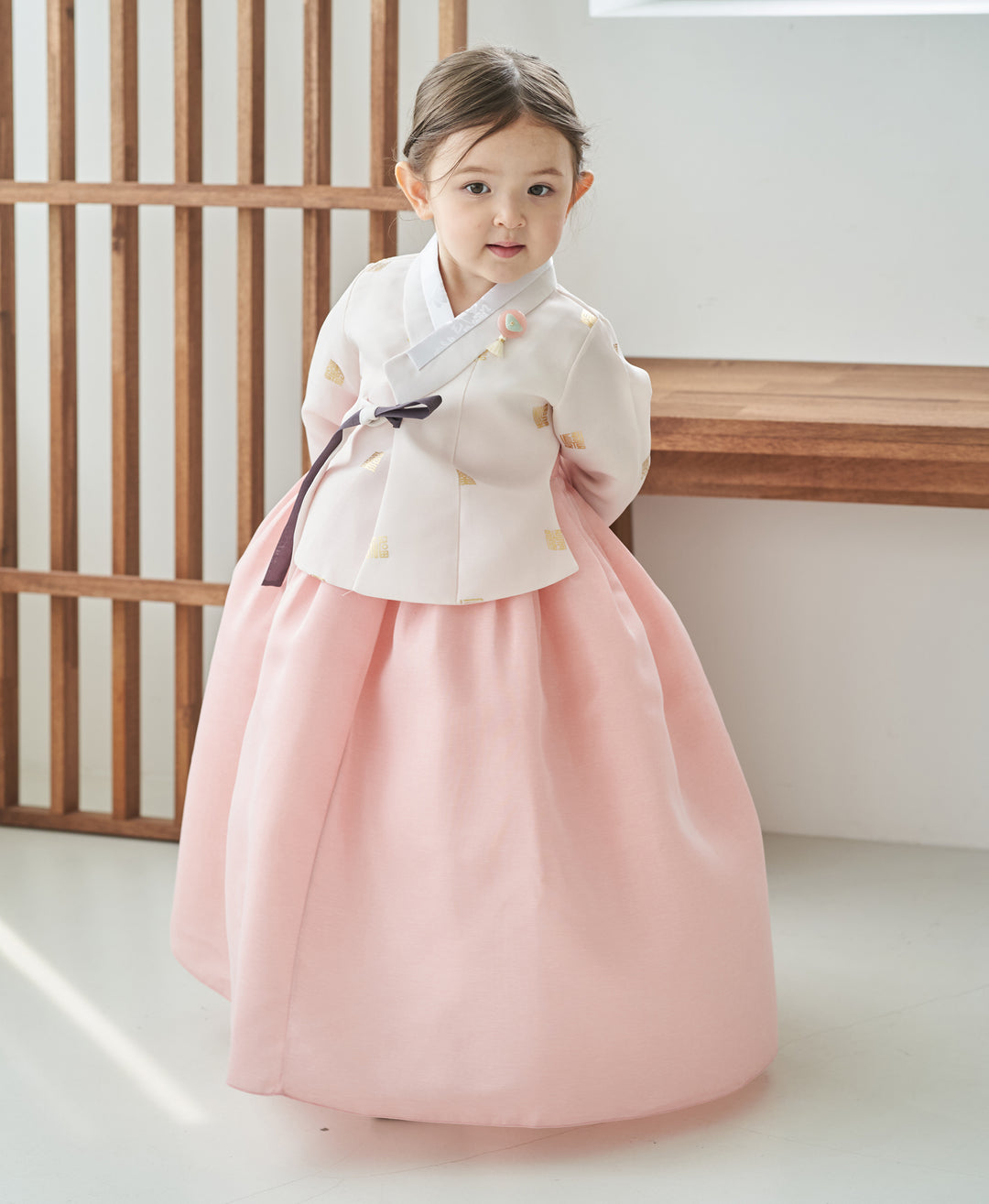 Hanbok Dress Girl Baby Korea Traditional Clothing Set First Birthday Celebration Party Celebration 1–8 Years Ivory Pink OS103