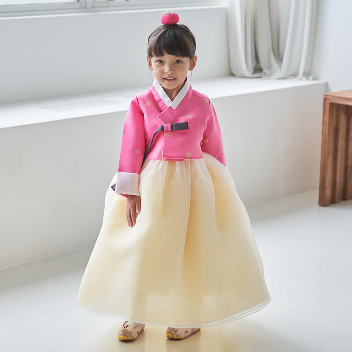 Hanbok Girl Baby Korea Traditional Clothing Set First Birthday Celebration Party 100th Birth Celebration 1-10 years Pink Yellow