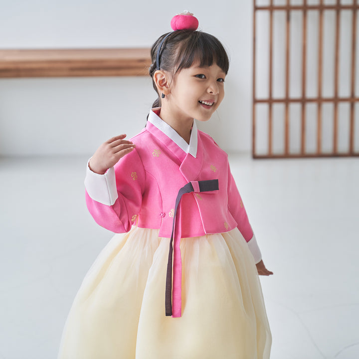 Hanbok Girl Baby Korea Traditional Clothing Set First Birthday Celebration Party 100th Birth Celebration 1-10 years Pink Yellow