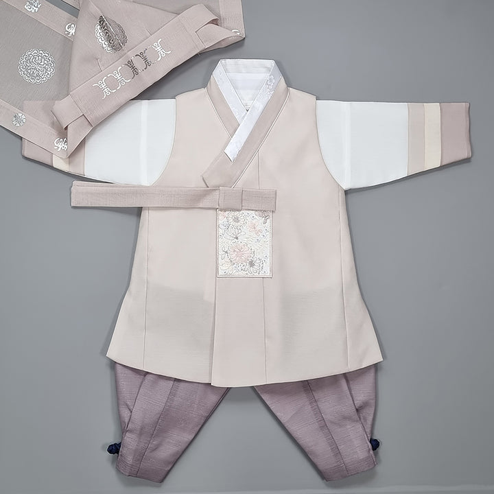 Hanbok Boy Baby Korea Traditional Clothing Set First Birthday Celebration Party 100th Birth Celebration 1–15 years Baby Beige HGB106