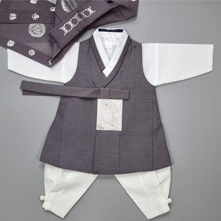 Hanbok Boy Baby Korea Traditional Clothing Set First Birthday Celebration Party 100th Birth Celebration 1–15 years Baby Gray HGB107