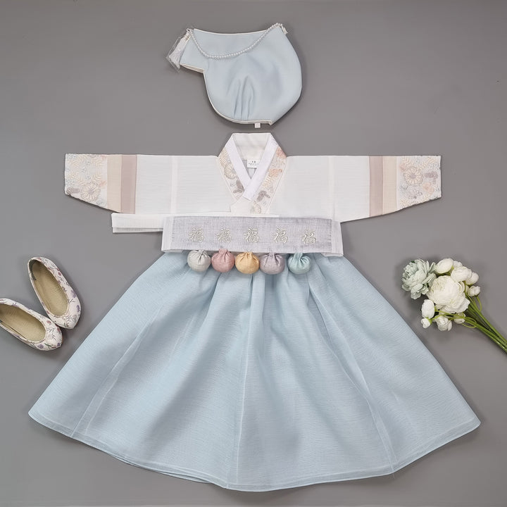 Hanbok Boy Girl Baby Korea Traditional Clothing Set First Birthday Celebration Party 100th Birth Celebration 1–15 years Light Blue HGB205