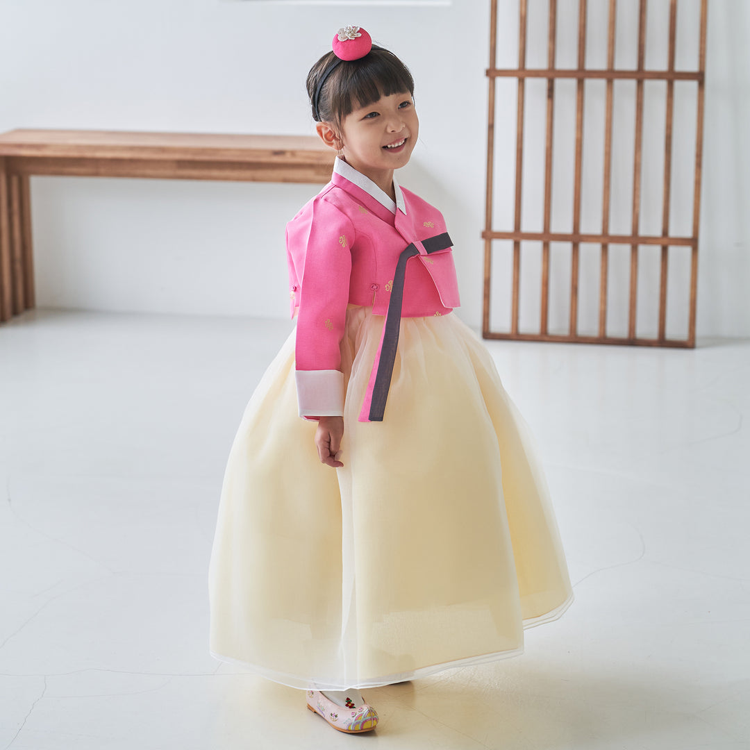 Hanbok Girl Baby Korea Traditional Clothing Set First Birthday Celebration Party 100th Birth Celebration 1-10 years Pink Yellow