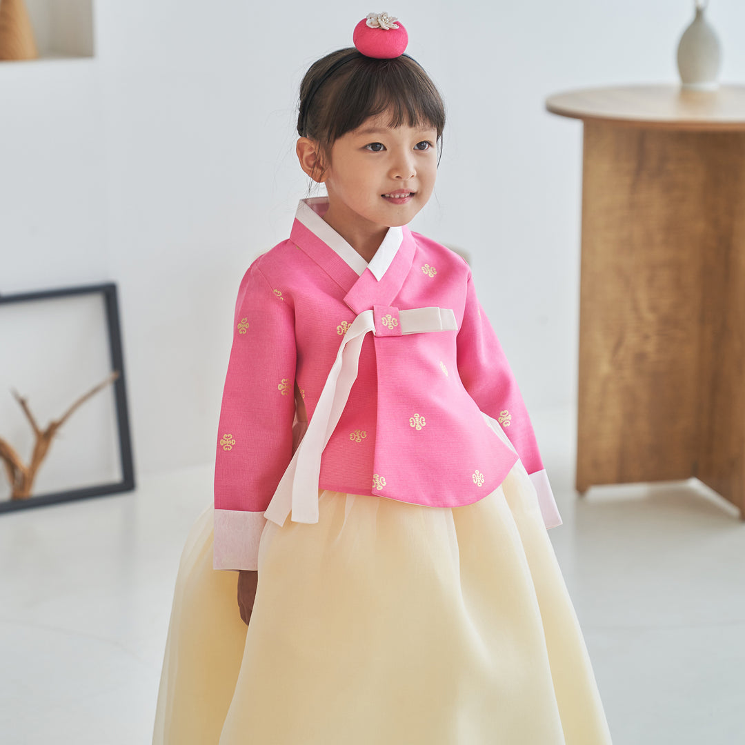 Hanbok Girl Baby Korea Traditional Clothing Set First Birthday Celebration Party 100th Birth Celebration 1-10 years Pink Yellow