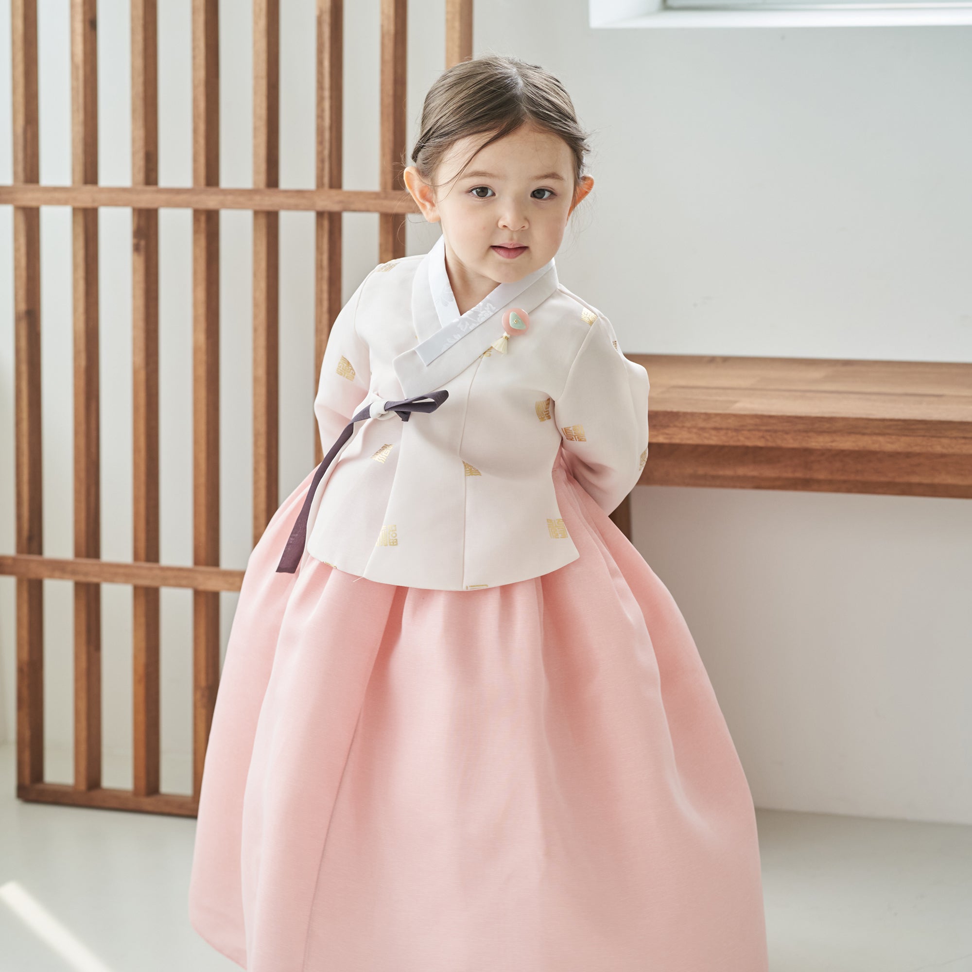 Baby Girl Hanbok Korea Traditional 1st Birthday Party Bead Hanbok Dress White Top Coral store Skirt 1-8 Ages 100th Days Baikil