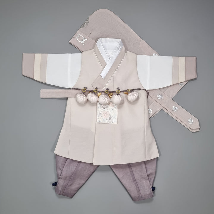 Hanbok Boy Baby Korea Traditional Clothing Set First Birthday Celebration Party 100th Birth Celebration 1–15 years Baby Beige HGB106