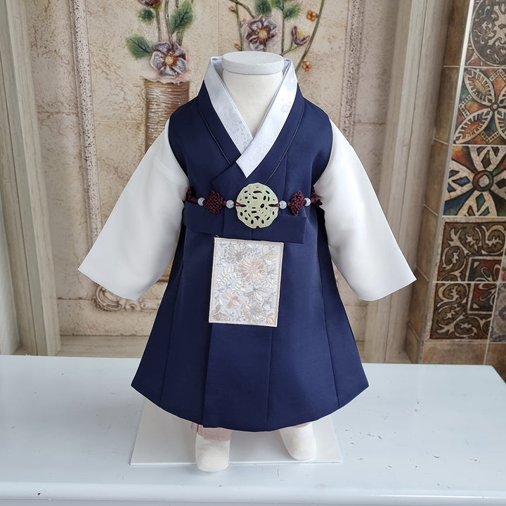 Hanbok Boy Baby Korea Traditional Clothing Set First Birthday Celebration Party 100th Birth Celebration 1–15 years Baby Navy HGB103