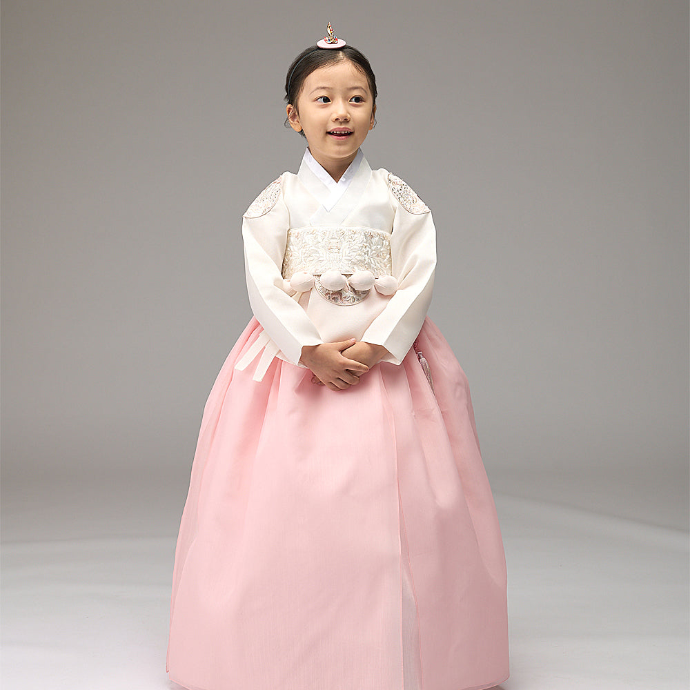 Hanbok Girl Baby Korea Traditional Clothing Set First Birthday Celebration Party Celebration 1–8 years Ivory Peach DGH104