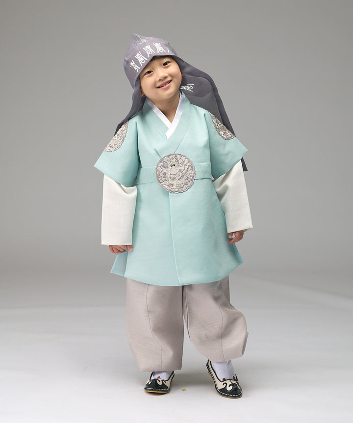 Korean Traditional Boy Baby Hanbok Dol Baikil Party Celebration 100th-10 Years&nbsp; Bright Mint DDB104