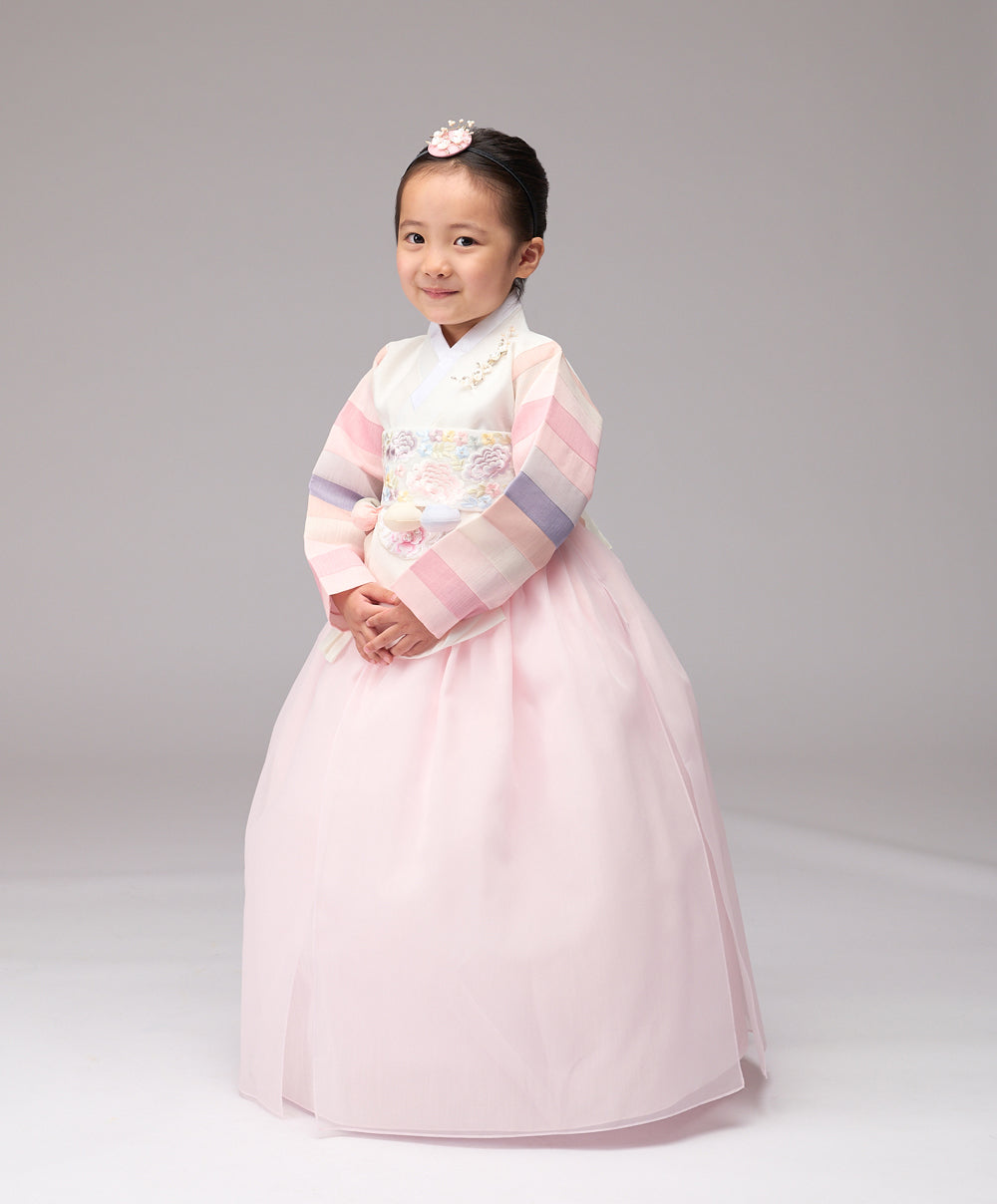 Hanbok Girl Baby Korea Traditional Clothing Set First Birthday Celebration Party Celebration 1–8 years 100th days Light Pink 색동 DGH111