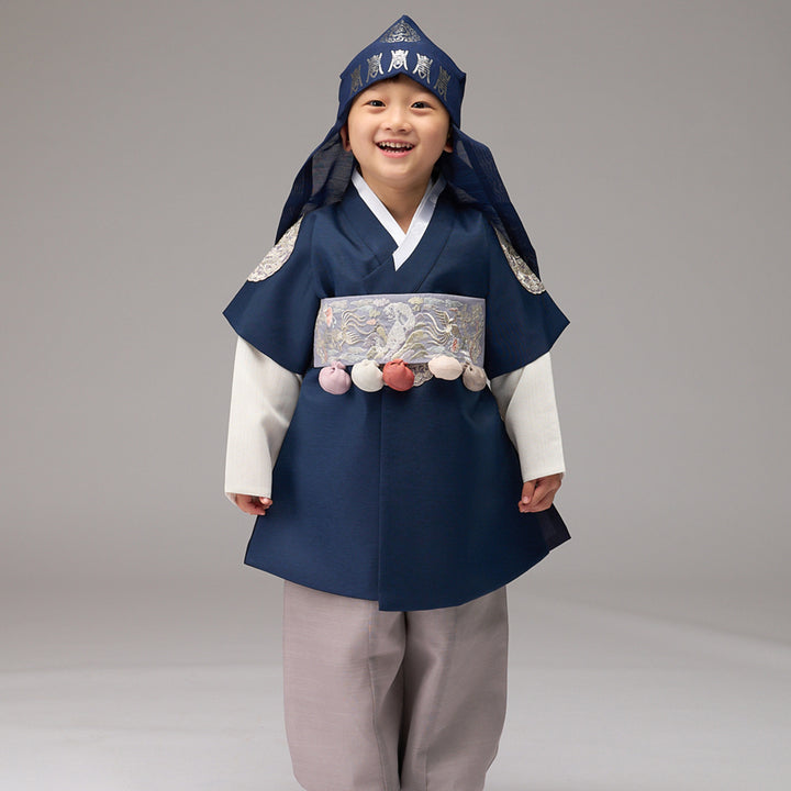 Korean Traditional Boy Baby Hanbok Dol Baikil Party Celebration 100th-10 Years&nbsp; Dark Navy DDB102