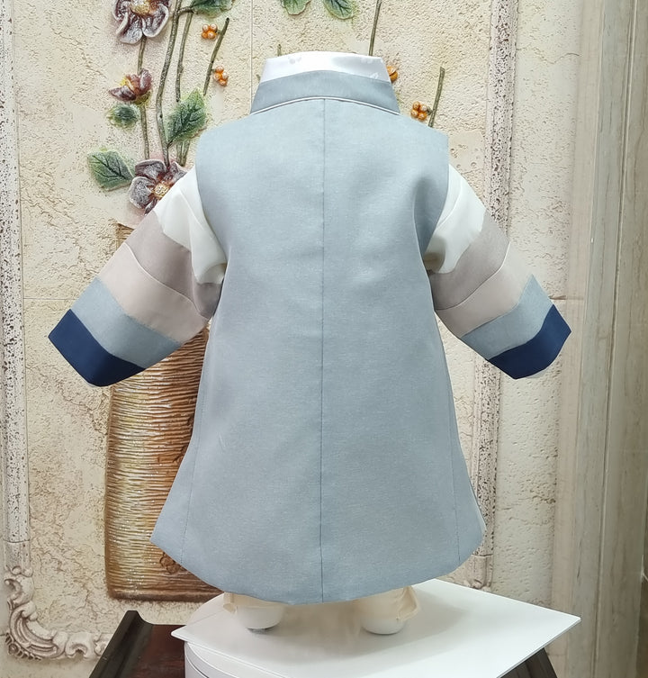 Hanbok Boy Baby Korea Traditional Clothing Set First Birthday Celebration Party 100th Birth Celebration 1–15 years Baby Dusty Blue HGB108