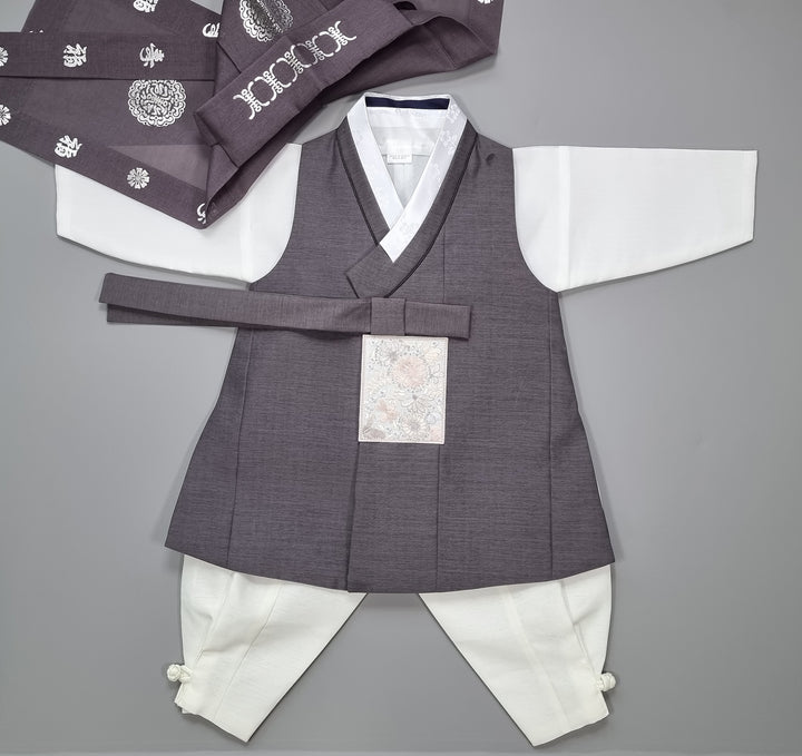 Hanbok Boy Baby Korea Traditional Clothing Set First Birthday Celebration Party 100th Birth Celebration 1–15 years Baby Gray HGB107