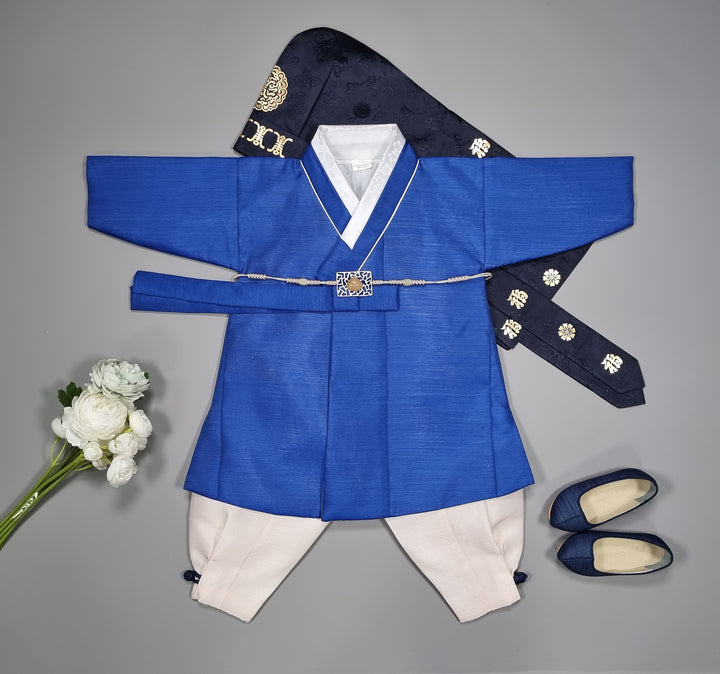 Korean Traditional Boy Baby Hanbok Dol Party Celebration 1-8 Ages Vivid Blue HGB117