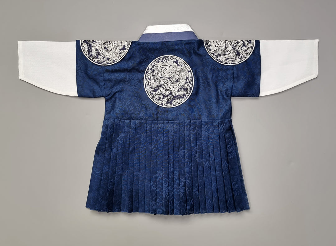 Korean Traditional Boy Baby Hanbok Dol Baikil Party Celebration 100th-10 Ages King Design Navy GHB102