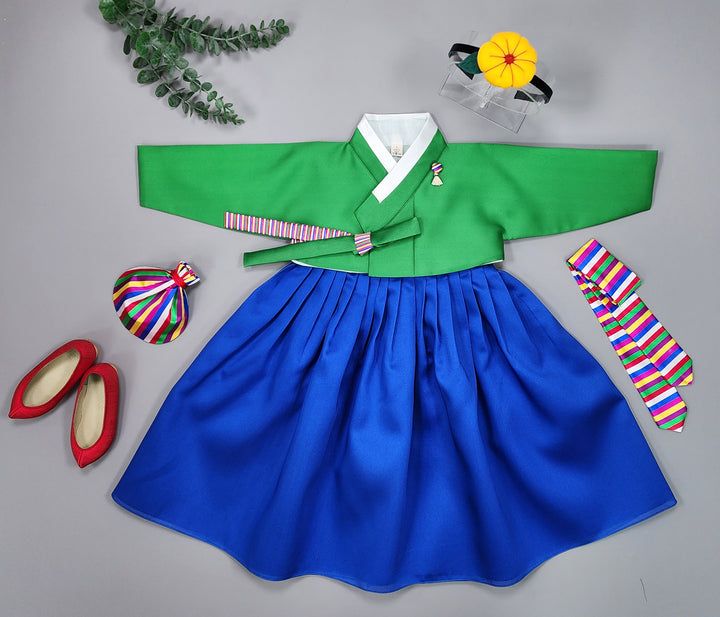 Hanbok Girl Baby Korea Traditional Clothing Set First Birthday Celebration Party Celebration 1–18 Vivid Color OSG328