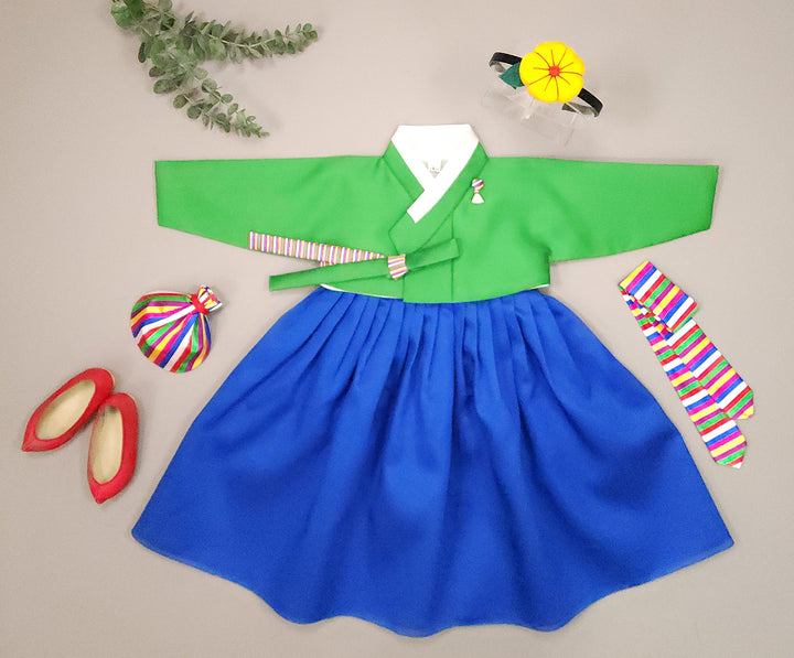 Hanbok Girl Baby Korea Traditional Clothing Set First Birthday Celebration Party Celebration 1–18 Vivid Color OSG328