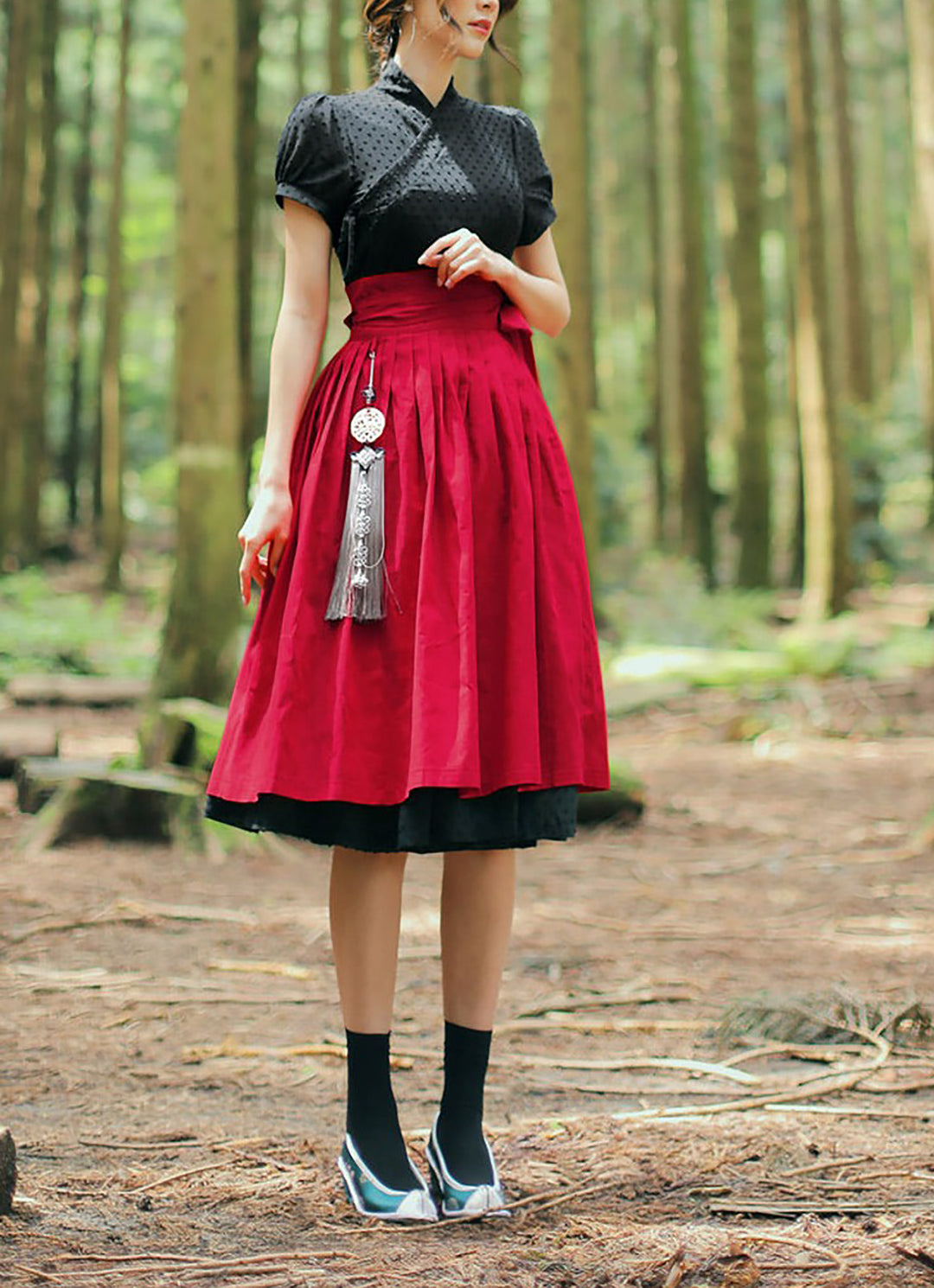 Korean Modernized Hanbok Skirt Fancy Casual Daily Clothing Wrapped Design