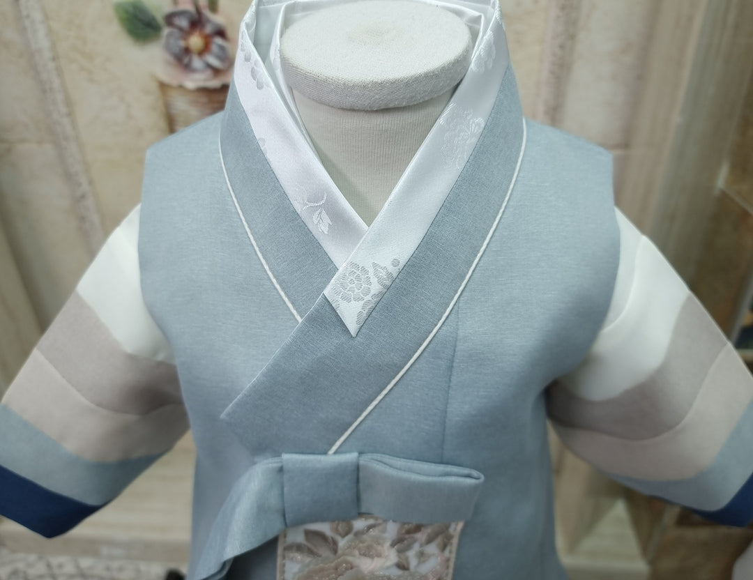 Hanbok Boy Baby Korea Traditional Clothing Set First Birthday Celebration Party 100th Birth Celebration 1–15 years Baby Dusty Blue HGB108