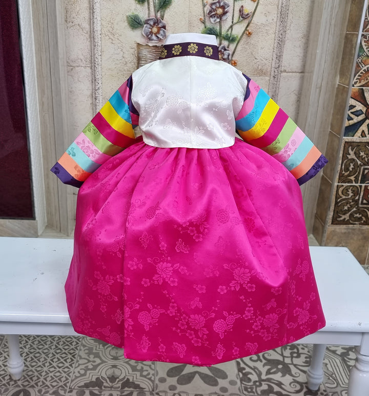 Korean Traditioanl Baby Girl Hanbok Clothing 1 Age Dol Party Celebration White Pink