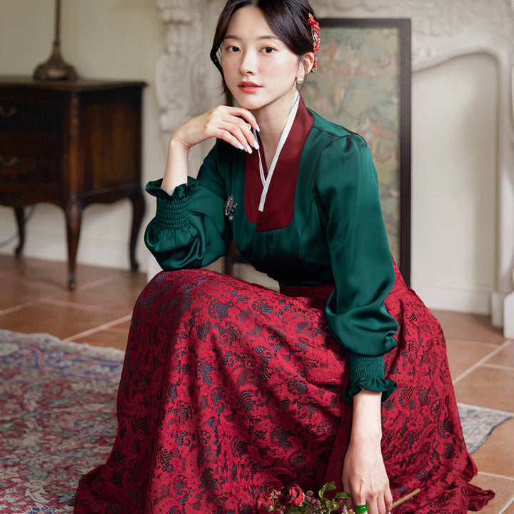 Woman Korean Modern Hanbok Lovely Dress Fancy Casual Daily Clothing Fusion Hanbok Party CHD411