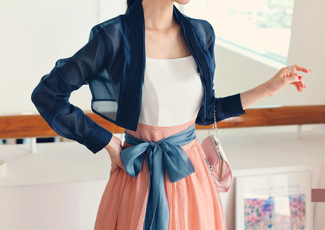 Korean Modern Hanbok Pink Dress Navy Jacket Fancy Casual Daily Clothing Fusion Hanbok Summer party CHD312