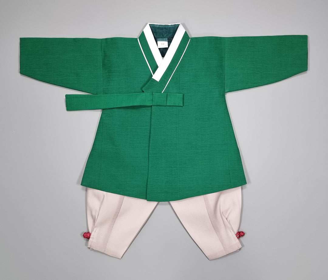 Korean Traditional Boy Baby Hanbok Dol Party Celebration 1-8 Ages Vivid Green BDB101