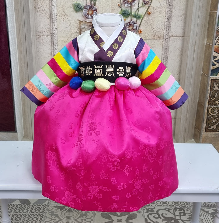 Korean Traditioanl Baby Girl Hanbok Clothing 1 Age Dol Party Celebration White Pink