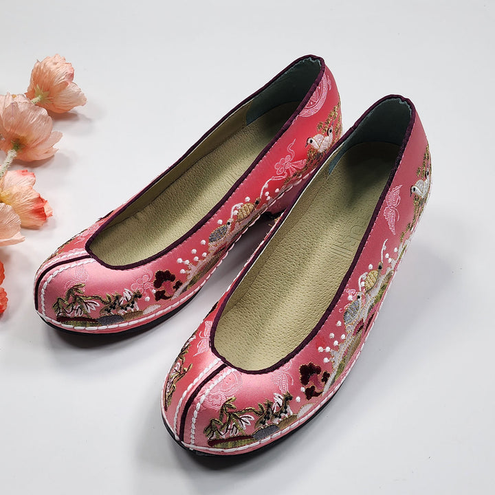 Korean Traditional Hanbok Shoes Socks for Woman Girl Peach&nbsp;Embroidery Footwear Wedding Birthday JTWS106