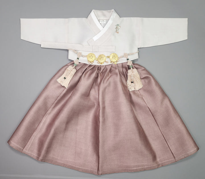 Hanbok Girl Baby Korea Traditional Clothing Set First Birthday Celebration Party 100th Birth Celebration 1–15 years Ivory Brown