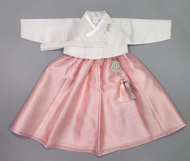 Hanbok Girl Baby Korea Traditional Clothing Set First Birthday Celebration Party 100th Birth Celebration 1–15 years Ivory Pink