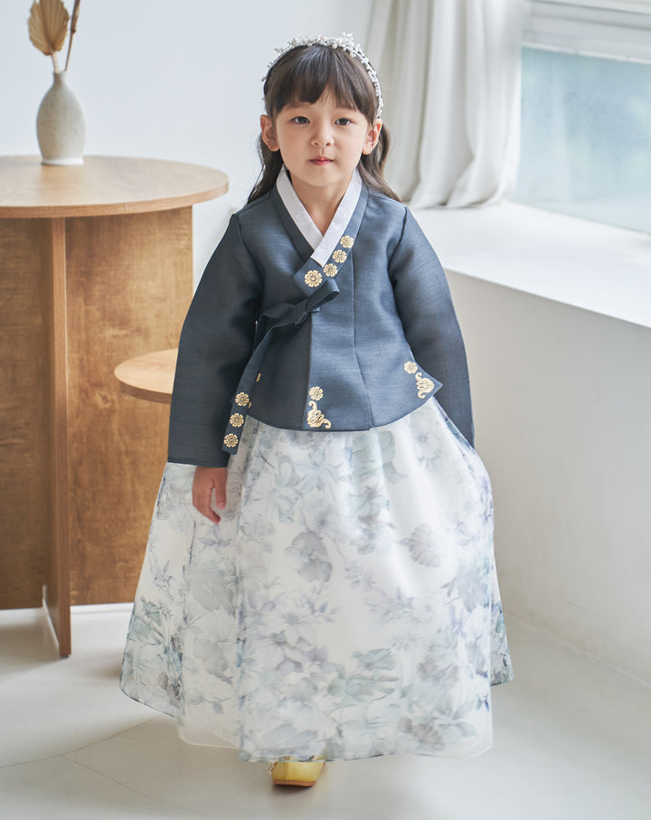 Hanbok Girl Baby Korea Traditional Clothing Set First Birthday Celebration Party Celebration 1-8 years Green Flower